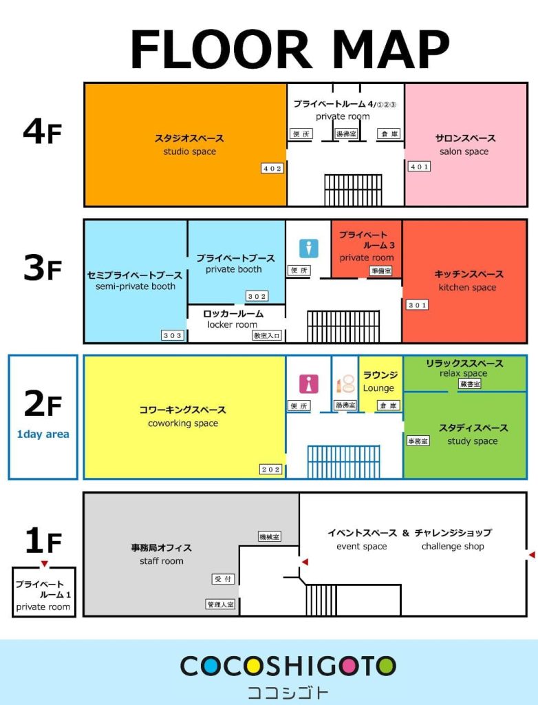 長野市ココシゴトのフロアマップ
